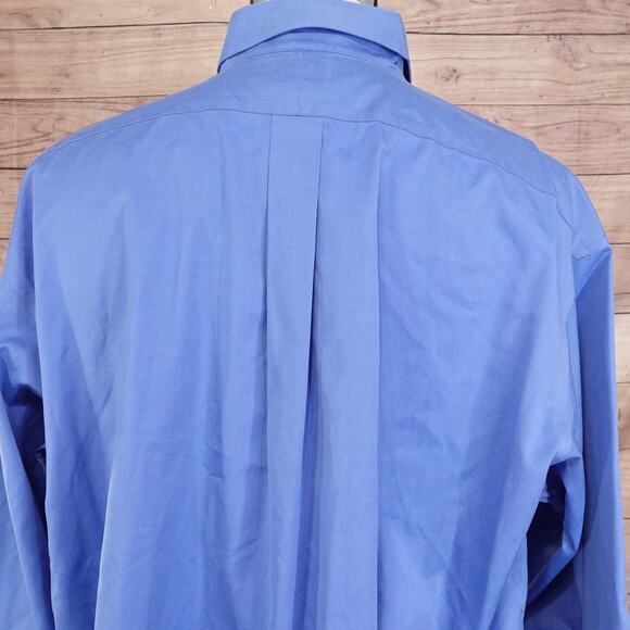 Jos A Bank Shirt Mens 17.5 35 Blue Traveler's Collection Button Down Long Sleeve - Picture 5 of 8